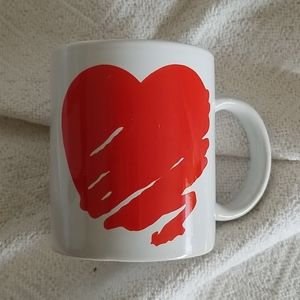 White mug,  porcelain with a beautiful heart art